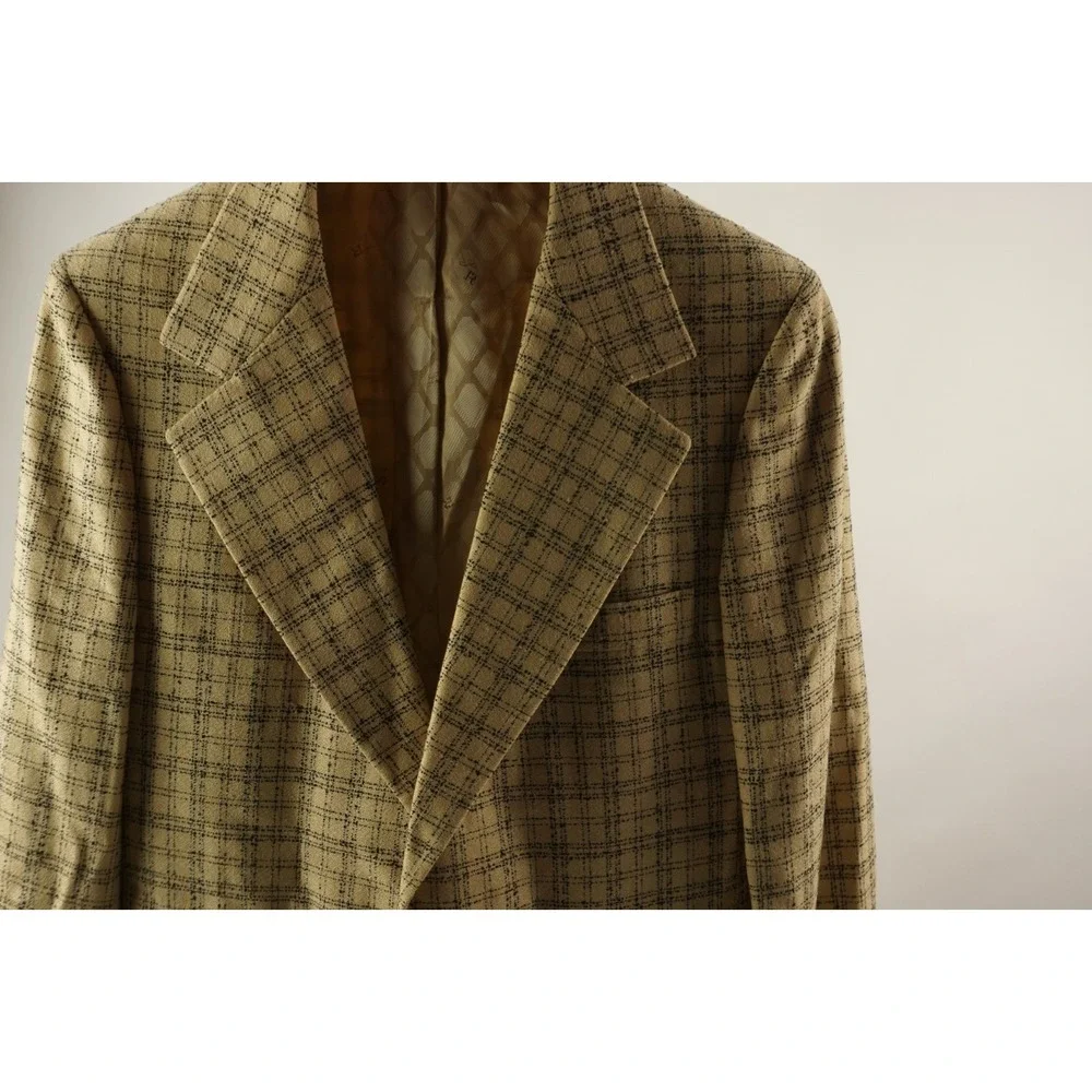 Vintage 1950s Louis Roth Atomic Fleck Check Tweed Gold Button‎ Sport Coat 39R